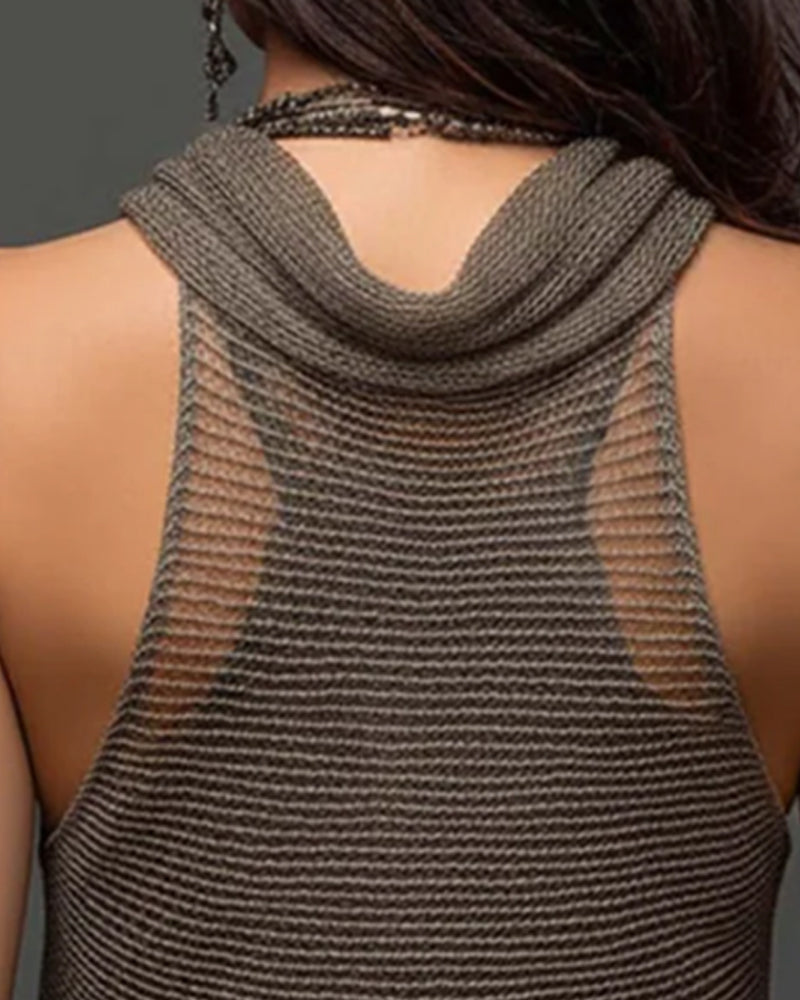 Set Mode Halter Cowl Ausschnitt Ärmellos