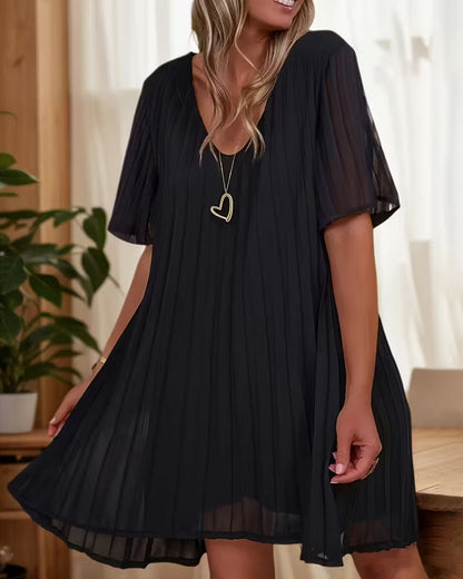 Kleid Akkordeon Geknittert Kurzärmlig
