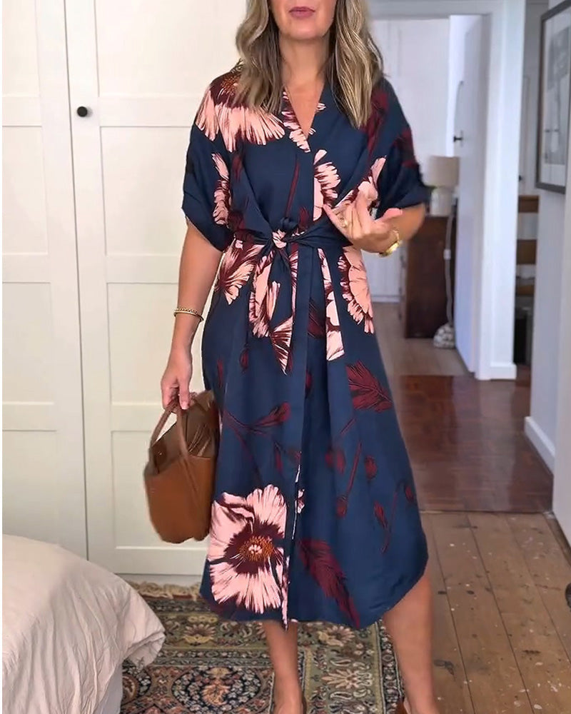 Kleid Blumendruck Hemd