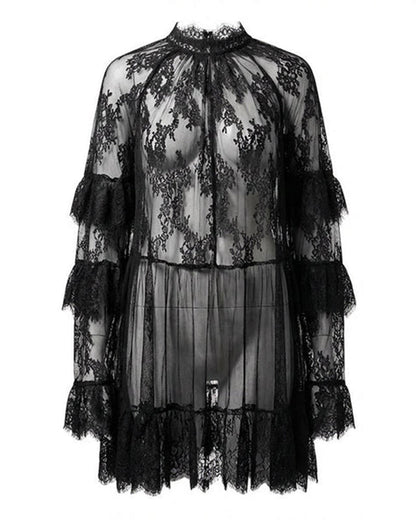 Kleid Elegant Durchbrochene Spitze