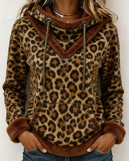 Sweatshirt Leopardenmuster Mit Kapuze Kordelzug