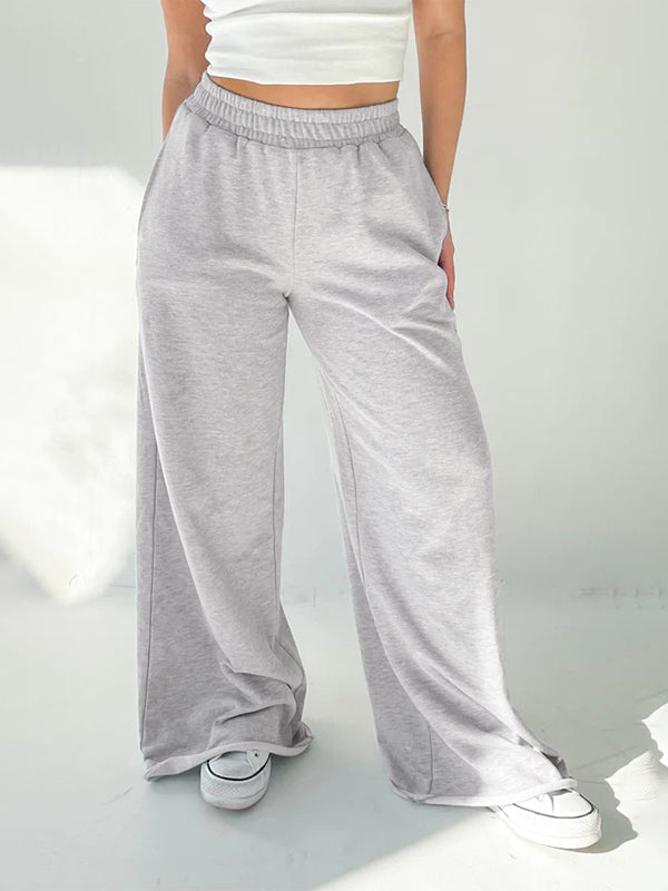 Einfarbige Vintage Sweatpants mit Umschlägen