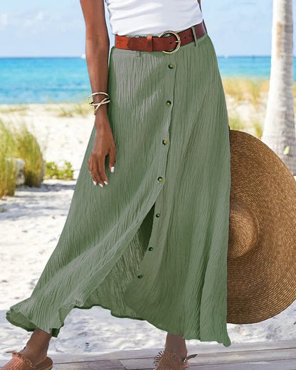 Blue button front maxi skirt - Sophia