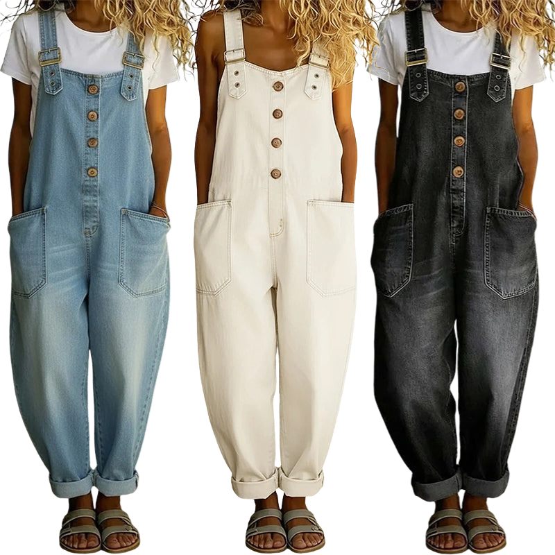 👖🔥 50% RABATT 💥 Damen Baggy Denim Latzhose mit Taschen – lässig, bequem & absolut im Trend