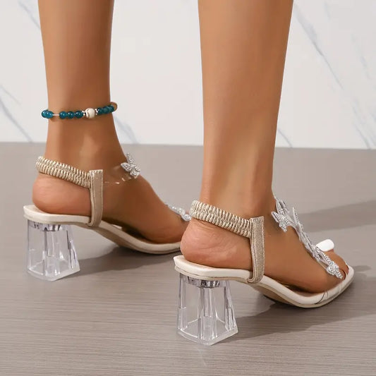 Mara - Graceful Flutter Clear Plateau Heels für Frauen
