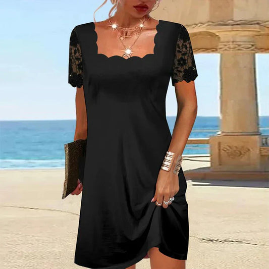 Noir Seduction: 'Ebony' dress with lace detail