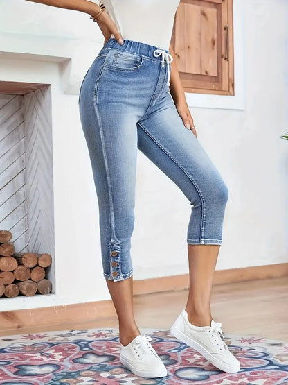 Aria - Elastische Denim-Jeans mit Praktischem Kordelzug