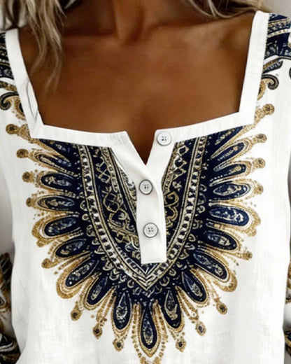 Bluse Bohemisch Quadratischer Ausschnitt