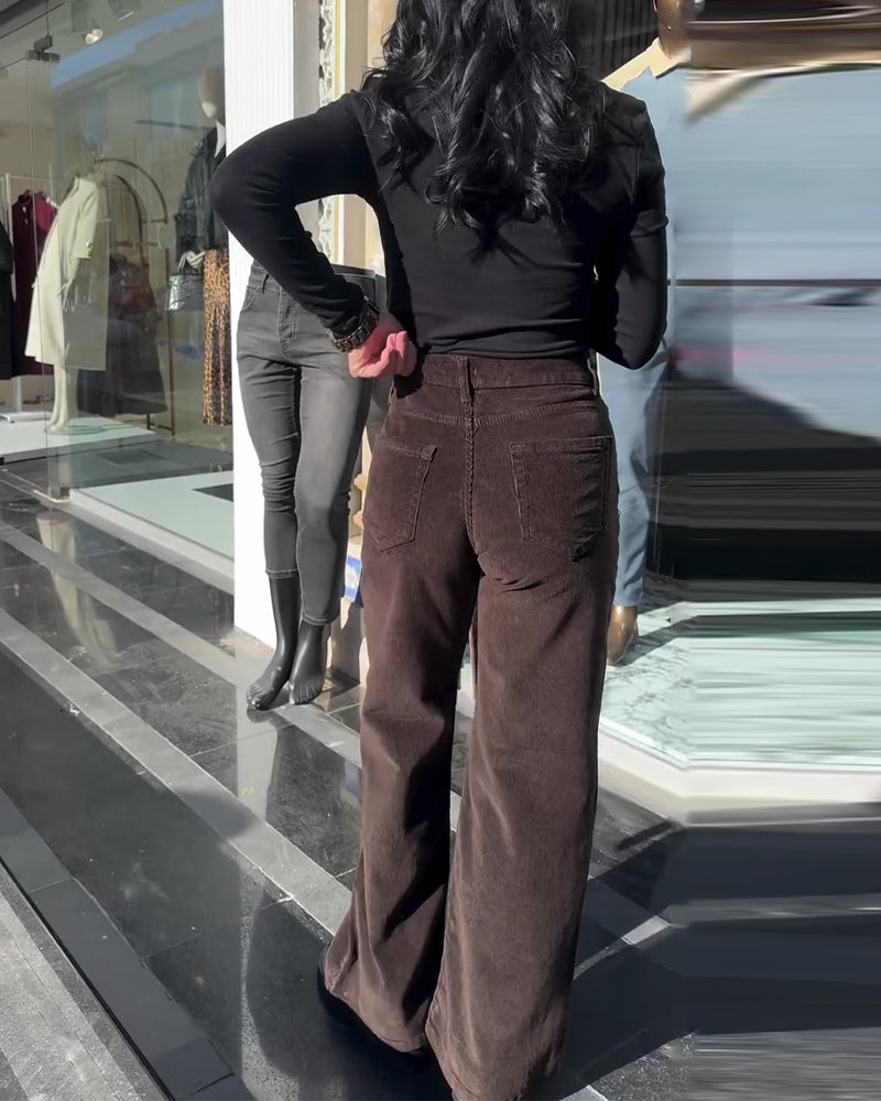 Hose Cord Leger Weite Beine