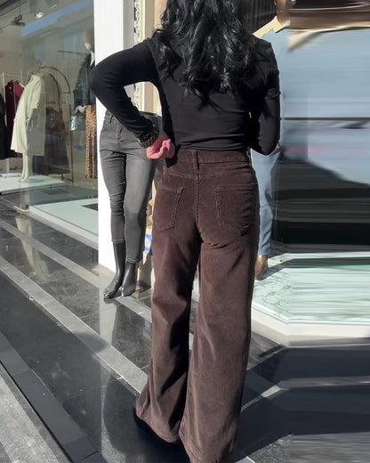 Hose Cord Leger Weite Beine