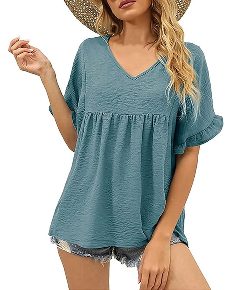 Bluse Lässig Rüsche Loose Fit