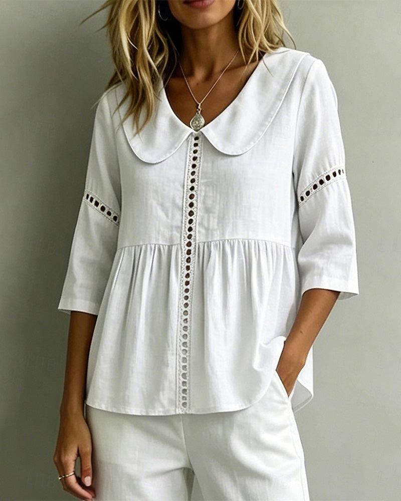Bluse Peter Pan Kragen Ausschnitt