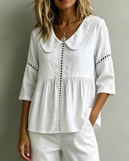 Bluse Peter Pan Kragen Ausschnitt