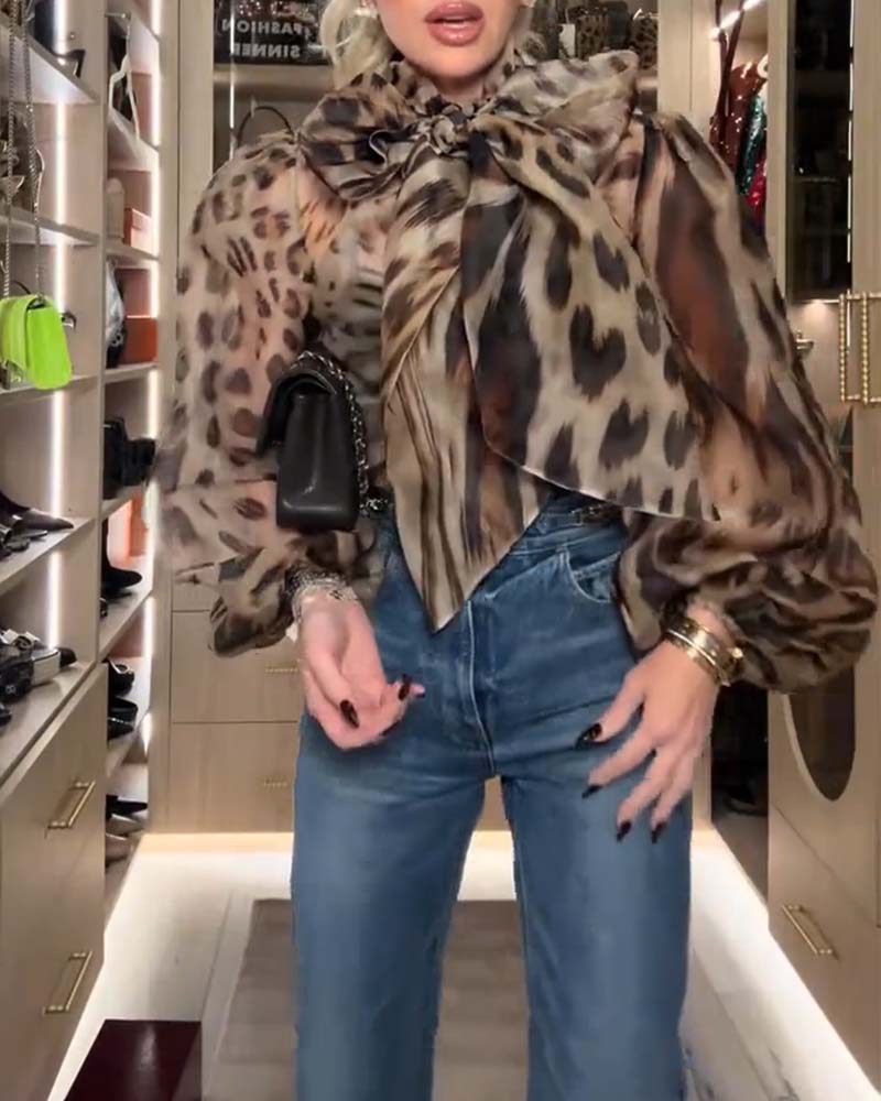 Bluse Leopardenprint Mode Band