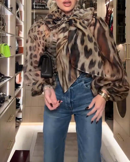 Bluse Leopardenprint Mode Band