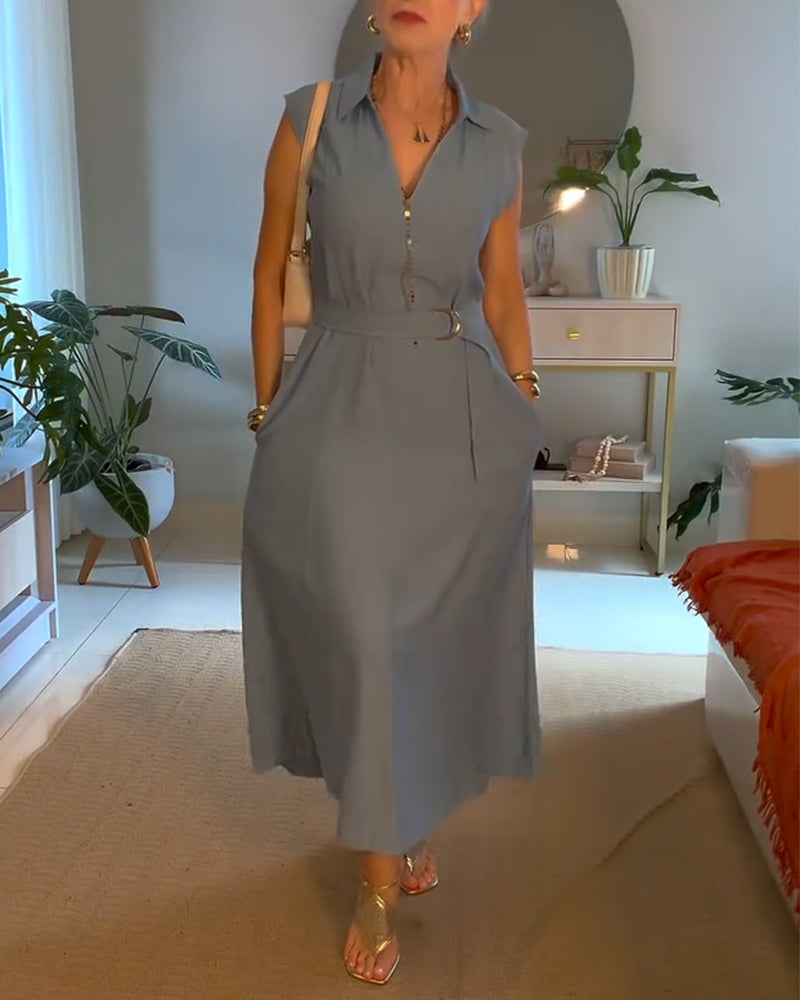 Kleid Elegant Revers Lang