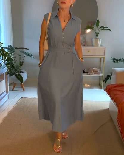 Kleid Elegant Revers Lang