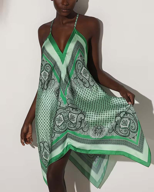 Kleid Unregelmäßig Drapiert Druck