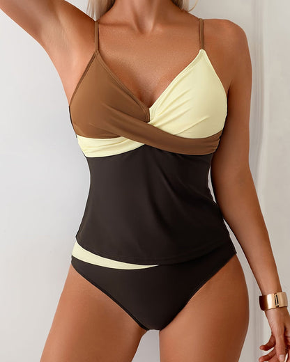 Tankini Hohe Taille Farbblock
