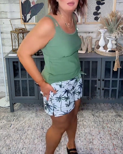 Tankini Tanktop-Stylet Geradeschnitt Strandshorts