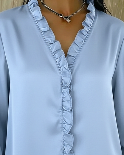 Bluse V-Ausschnitt Modedesign Rüsche
