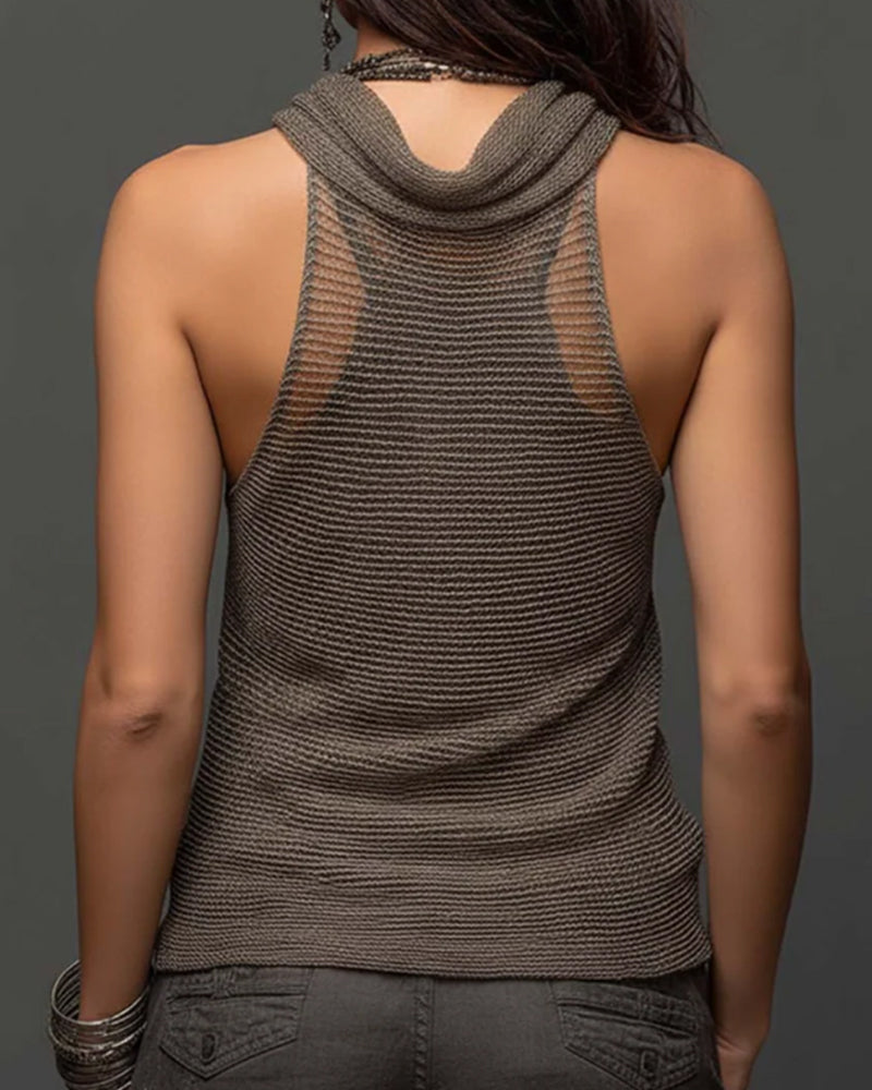 Set Mode Halter Cowl Ausschnitt Ärmellos
