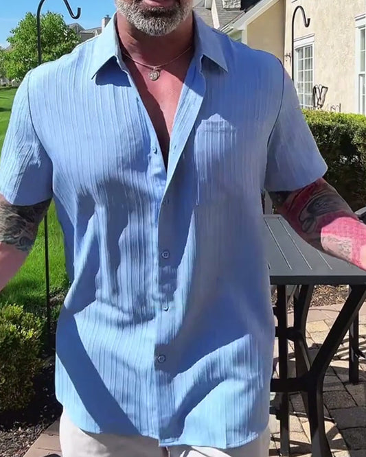 Hemd Unifarben Kurzarm Casual