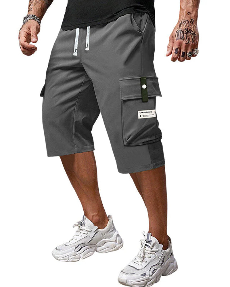 Hose Herren Lässig Kordelzug Capri Cargo