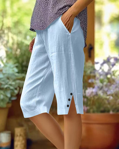 Hose Elastische Taille Lässig Bermuda