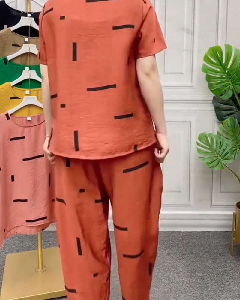 Zweiteilig Set Geometrisch Druck Lässig