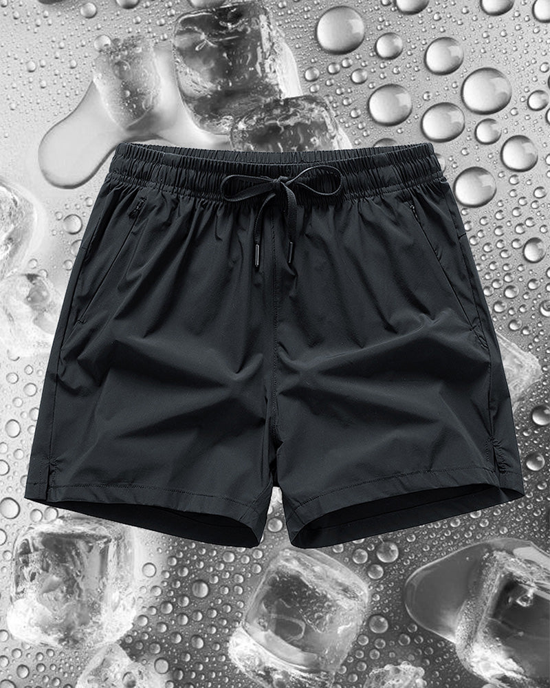 Shorts Männer Elastischer Bund Tasche Schnelltrocknend Eis-Seide Sport