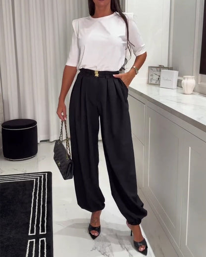Hochtaillierte Laternenhose Mit Gerafften Bündchen