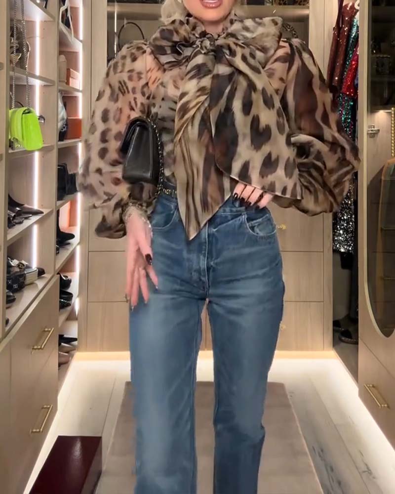 Bluse Leopardenprint Mode Band