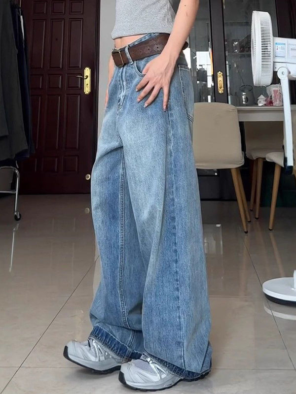 Blaue Vintage Washed Straight Tube Boyfriend Jeans