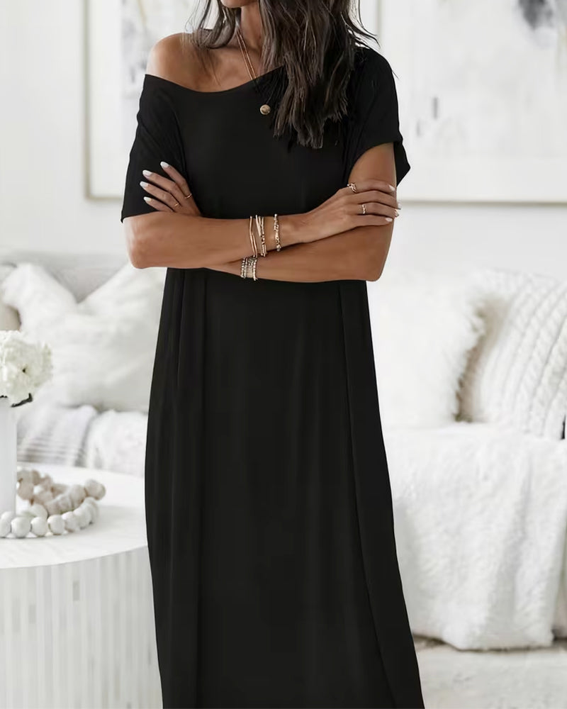 Kleid Unifarben Lang Casual