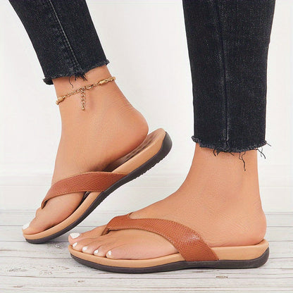 Flip-Flops aus braunem Leder - Lena