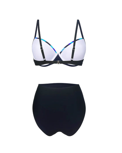 Bikini Regenbogen gestreift Colorblock Zweiteiler bedruckt