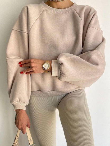 Einzelfarbiges Vintage Crewneck Splice Sweatshirt