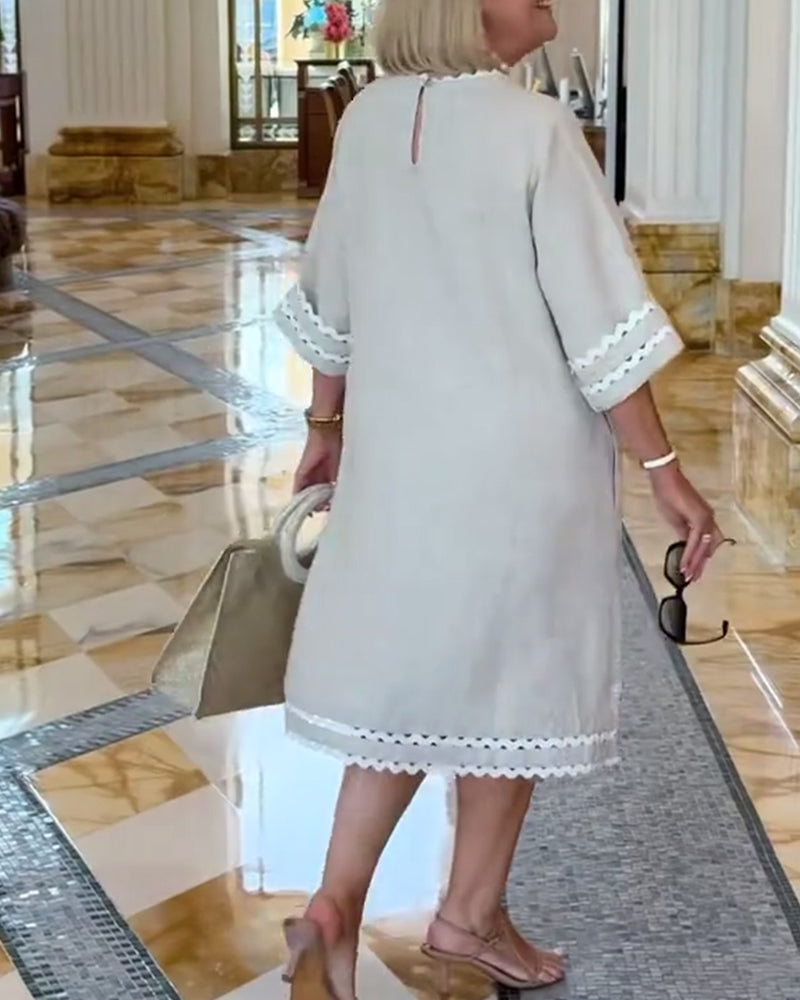 Kleid Wellensaum 3/4-Arm Etuikleid