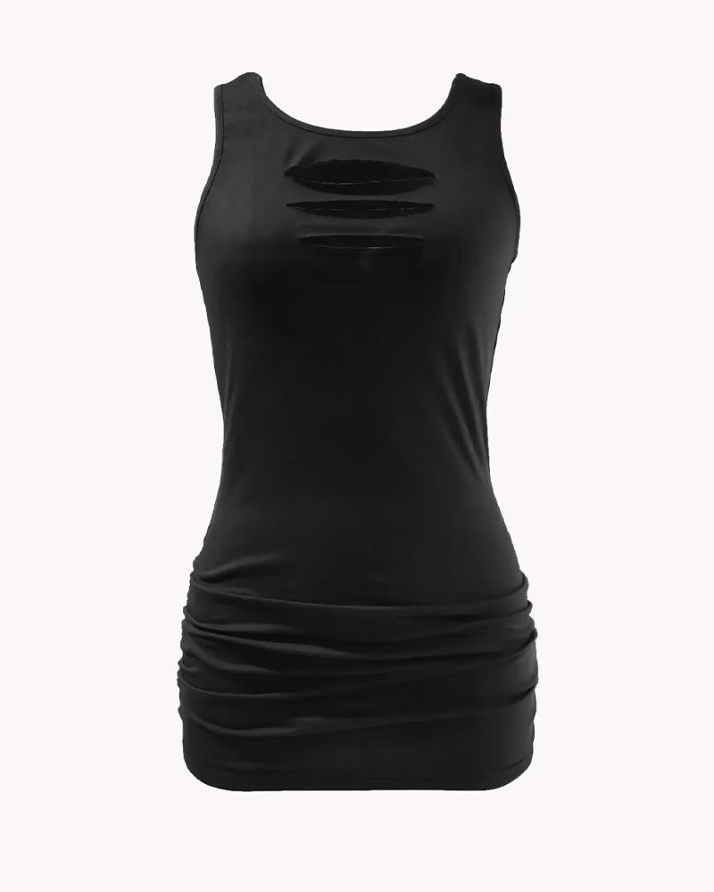 Tank Top U-Ausschnitt Ärmellos Hollow Out
