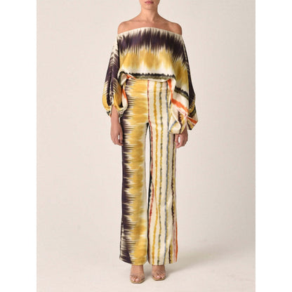 Multicolor Off-Shoulder Tie-Dye Jumpsuit with Wide Legs for Women - Rachele