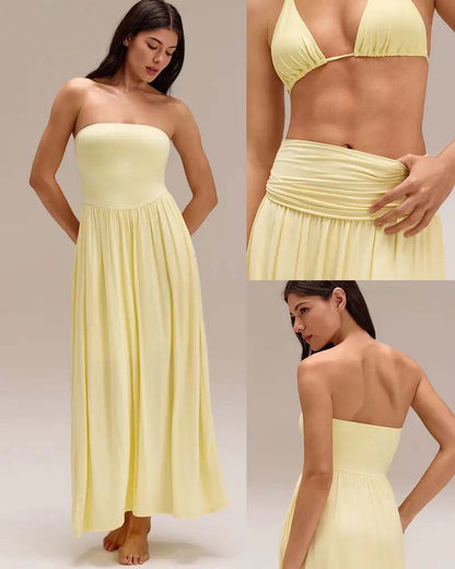 Kleid Konvertibel Trägerlos Taillenschürzend