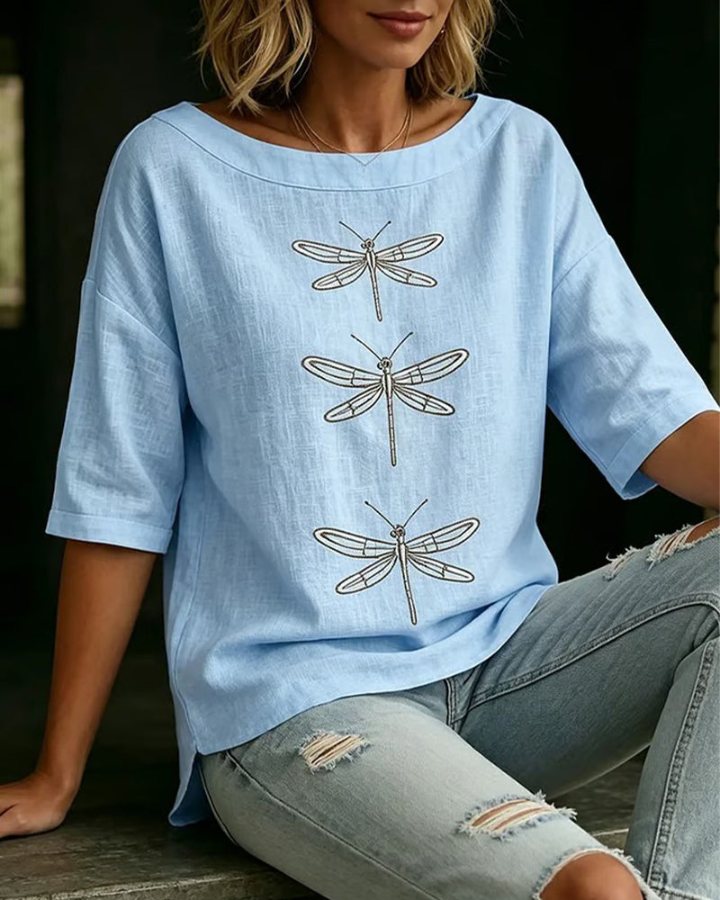 Bluse 3/4-Arm Libellenmuster