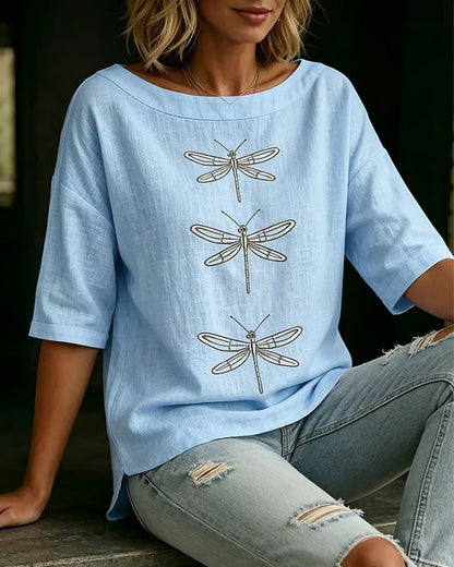 Bluse 3/4-Arm Libellenmuster