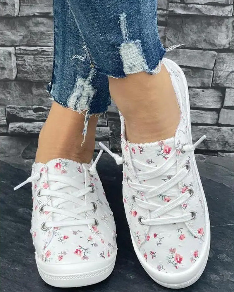 Schuhe Blumenprint Mode Lässig Stoff