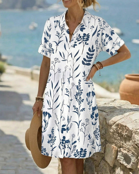 Kleid Frischer Botanischer Print A-Linie