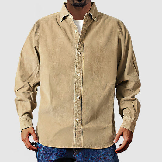 Jakob: Modern beige corduroy shirt for style-conscious men