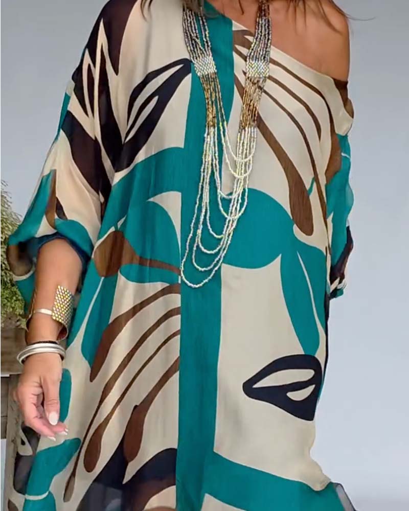 Kleid asymmetrischer Print locker lässig