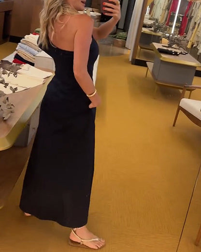 Kleid Elegant Schulterfrei Gerüscht Lang