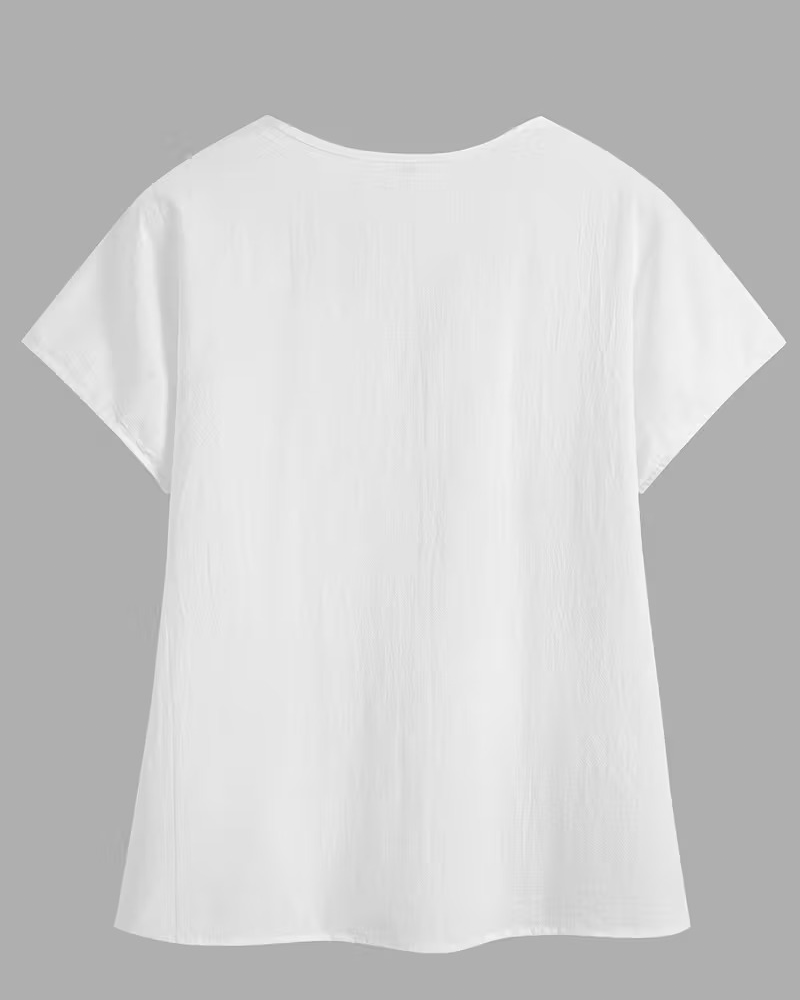 Bluse Aussparung Peter-Pan-Kragen Kurzarm